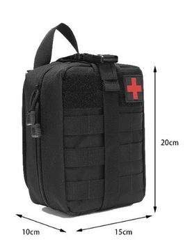Підсумок-аптечка IFAK ЧОРНА швидкоскид(Tear-Off),MOLLE, (OXFORD/Нейлон, 20x15x10 см)