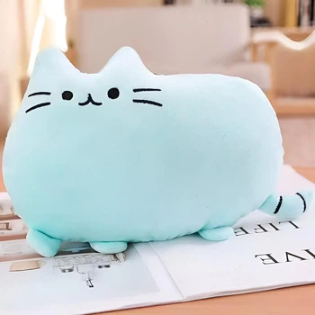 Мягкая плюшевая игрушка подушка-обнимашка Кот Пушын 25см голубой