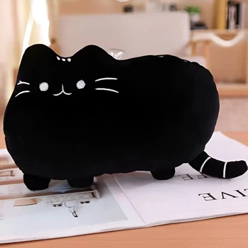 Мягкая плюшевая игрушка подушка-обнимашка Кот Пушын 25см черный