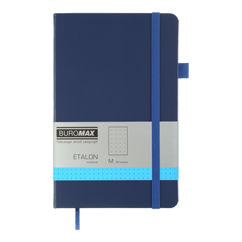 Книга записна Buromax Etalon 125*195мм 96 аркушів у крапку обкладинка штучна шкіра Синя (BM.291360-02)