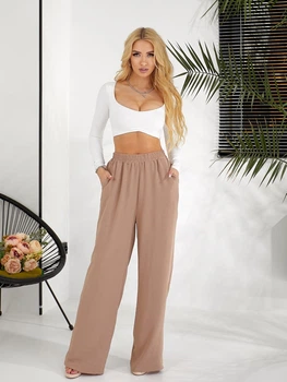 Жіночі брюки палаццо з кишенями Uaclothes 42-44 Капучино (like31787-119941349)