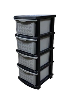 Комод пластиковый на 4 ящика R-Plastic "Компакт", Серо-черный