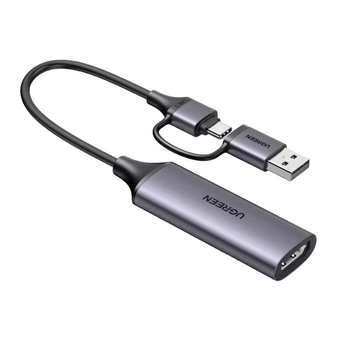 Карта видеозахвата UGREEN CM716 HDMI 4K to USB (USB-C) HD USB Video Capture Card для ПК, камеры, записи потокового видео Grey (25854)