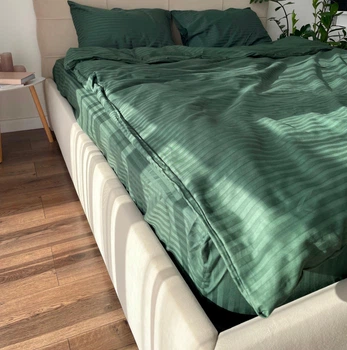 Простынь на резинке Lavson из мерсеризованного страйп сатина160х200х25 Темно зеленый