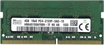 RAM SK hynix 4GB DDR4 2133MHz SODIMM для ноутбуків, Non-ECC, PC4-17000, CL15, 1.2V (HMA451S6AFR8N-TF)