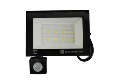 LED прожектор із датчиком руху 50Вт 5000 Лм 6500К холодний білий SMD2835 EH-FDLS-50W Electro House