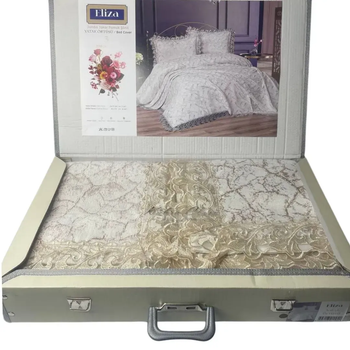 Покривало з наволочками Kubra Eliza 240x260 см Bej Бежевий
