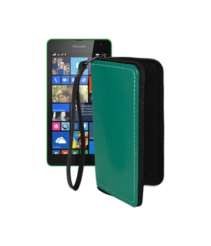 Чохол-гаманець з екошкіри для телефону Microsoft Lumia 535 Тм. Бірюзовий