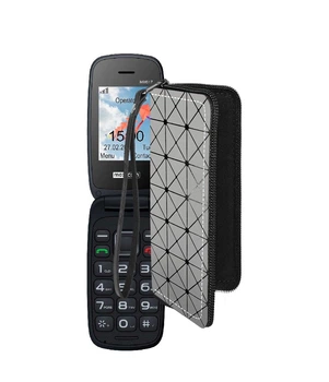Чохол-гаманець з екошкіри для телефону Maxcom MM817 Сірий ромб