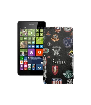 Чохол-флип з екошкіри для телефону Microsoft Lumia 540 Бітлз