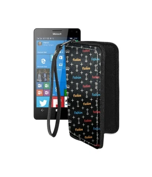 Чохол-гаманець з екошкіри для телефону Microsoft Lumia 950 XL Фешн чорний