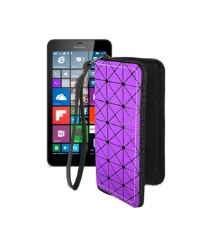 Чохол-гаманець з екошкіри для телефону Microsoft Lumia 640 XL Фіолетовий ромб