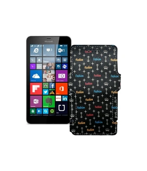 Чохол-книжка з екошкіри для телефону Microsoft Lumia 640 XL Фешн чорний
