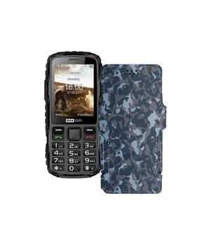 Чохол-книжка з екошкіри для телефону Maxcom MM920 Хаки-синій