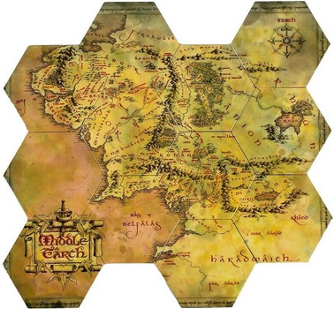 Підставки під кухоль AAA Lord of the Rings: Middle Earth Hex Map Coasters 12 шт (5060914718571)