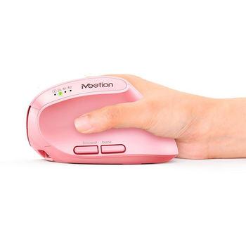 Миша комп'ютерна вертикальна бездротова акумуляторна MEETION BTM008 |2.4 G+BT, 800-2400dpi, 400h| Pink