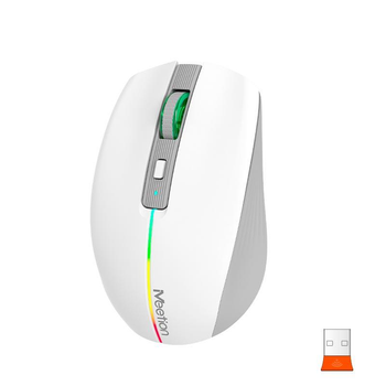 Миша комп'ютерна акумуляторна бездротова MEETION BTM002 |1000-1200-1600dpi, 6keys, RGB| White