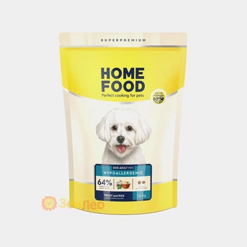 Сухой корм Home Food гипоаллергенный для взрослых собак малых пород "Форель и рис", 1.6 кг