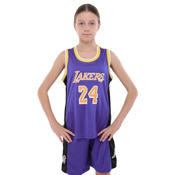 Форма баскетбольная детская NBA клуб Los Angeles Lakers 24 NB-Sport размер M 122-128 см цвет фиолетовый-желтый BA-9831