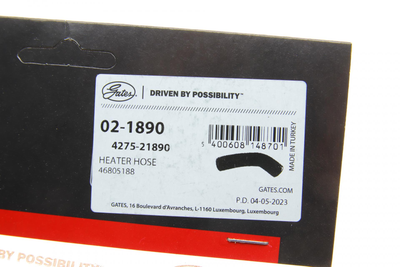 Патрубок радіатора пічки Fiat Doblo 1.9D Multijet 05- 02-1890 GATES