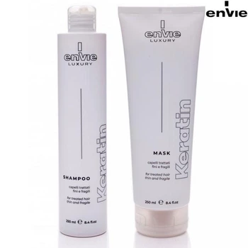 Набор с кератином для волос ENVIE LUXURY KERATIN Шампунь для поврежденных волос 250ml+ Маска капиллярная, 250ml.