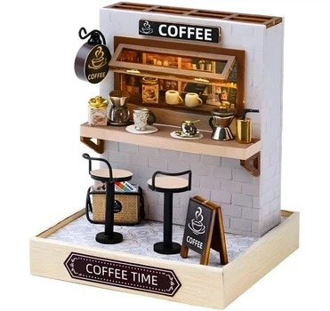 Конструктор румбокс кав'ярня дерев'яний ляльковий будиночок Coffee Time, міні набір DIY Dollhouse roombox, рум бокс