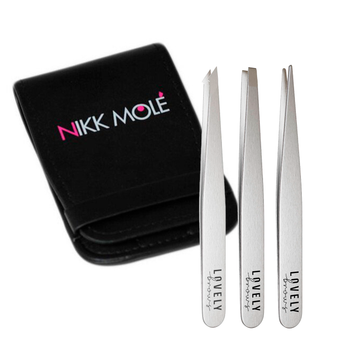Набір пінцетів Lovely Brows з чохлом від Nikk Mole 3 пінцети