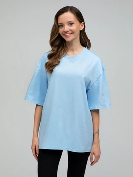 Футболка хлопковая оверсайз длинная женская Ray U0104W-Sky Blue S-M Голубая (RAY2000000026947)