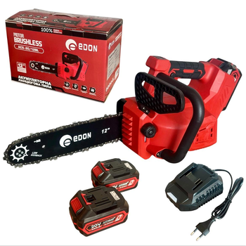 Пила аккумуляторная цепная EDON ACS-20/12BL 12 дюймов, 2 аккумулятора 20V/4Ah