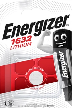 Батарейка литиевая Energizer CR1632 Lithium 3V 1 шт (1131)