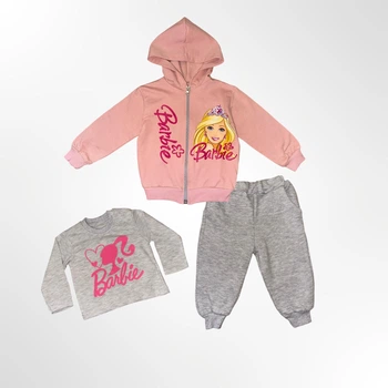 Комплект тройка Barbie No name 1.5 года 86 см Розово-серый (0972-12)