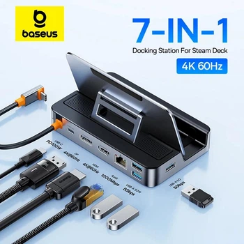 Док-станция Baseus 7в1 100W для Steam Deck|Asus Rog (HDMI 4K/ Ethernet/ DP Port/ 3хUSB 3.0/ USB-C 100W)