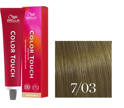 Краска для волос Wella Color Touch Demi-Permanent Hair Color 7/03 Средний блондин натурально золотистый 60 мл