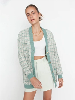 Кардиган жіночий Trendyol TWOAW21HI0250 S Mint (8683047087160)