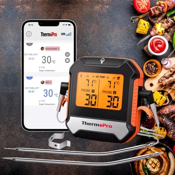 Цифровий кулінарний Bluetooth - градусник для кухні / духовки / гриля Thermopro TP904 термометр для їжі з таймером із двома голками - щупами, помаранчевий (102280410)