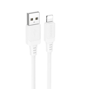 Міцний дата кабель Borofone BX115 Lotto USB to Lightning 2.4A (1m) White