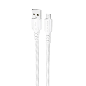 Міцний дата кабель Borofone BX116 Certain USB to MicroUSB 2.4A (1m) White