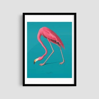 Постер Roomy "Elegant Flamingo" Белая рамка с антибликовым стеклом A2 (59.4x42 cm.)