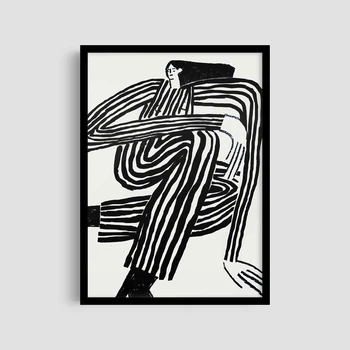 Постер Roomy "Striped Serenity" Черная рамка с глянцевым стеклом A4 (29.7x21 cm)