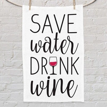 Полотенце маленькое с принтом Save water drink wine Presentville 80х50 см 000309831