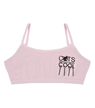 Подростковый топ на тонких бретельках с принтом CATS are COOL - Donella - 5971PB1 - 158-164 см - Светло-розовый