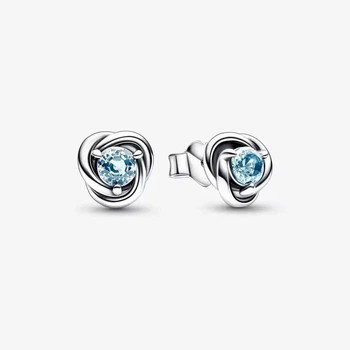 Сережки жіночі Pandora Аквамаринове коло вічності