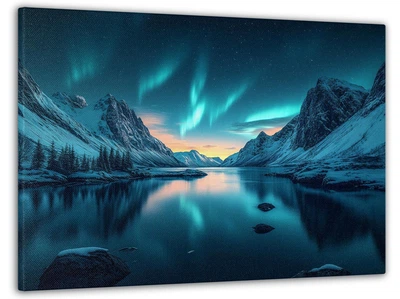 Картина на холсте Mako Северное сияние в горах 60x100 см Разноцветный (MK10526)