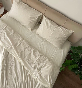 Простынь Евро Lavson Вареный хлопок Washed Cotton 260х230 Молочный
