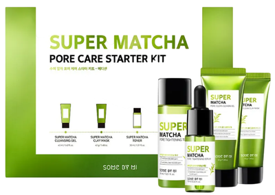 Zestaw do pielęgnacji twarzy Some By Mi Super Matcha Pianka do mycia twarzy 42 ml + Tonik do twarzy 30 ml + Serum do twarzy 10 ml + Maseczka zwężającą pory 42 g (8809647391326)