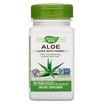 Алое Віра з фенхелем, 140 мг, Aloe Latex with Fennel, nature's Way, 100 капсул вегетаріанських