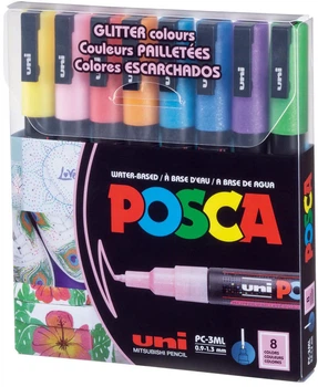 Набор маркеров Uni Posca PC-3ML Glitter Color 8 шт (PC-3ML GLITTER COLOR 8C)