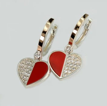 Серебряные серьги 268с-1 с кораллом имитация