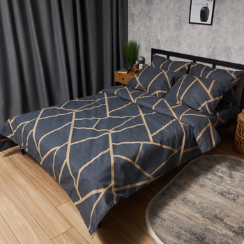 Комплект постільної білизни Moon&Star King Size 220х240 см Deep Blue Luxe Мікросатин Premium (MS-820009870)