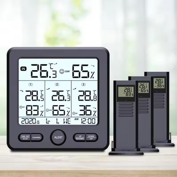 Метеостанция для дома и улицы с 3 датчиками Meteo TS-6210 домашняя метеорологическая станция для измерения и прогнозирования погодных условий, 12.5х12.5х2 см, черный (102413965)
